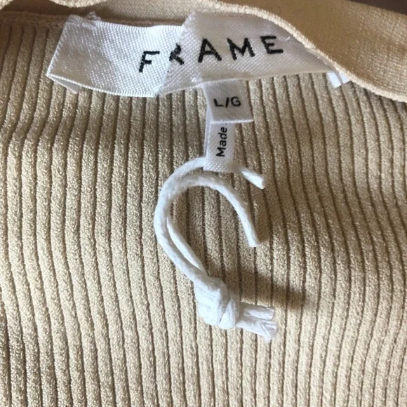 Frame Rib-Knit V-Neck Top-Vanilla-size L - Picture 5 of 8